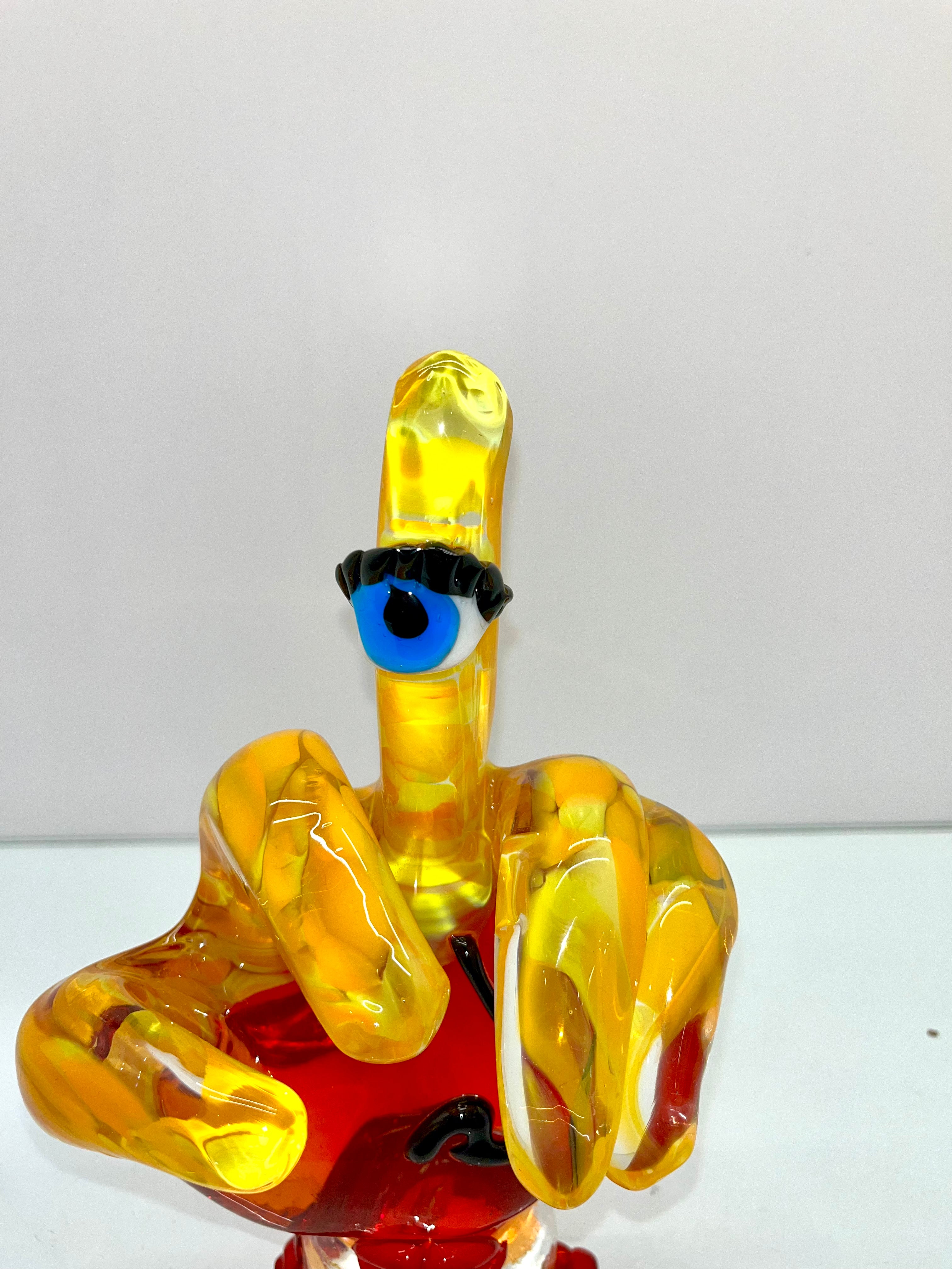 Yellow & Red Hand Middle Finger Picasso Style
