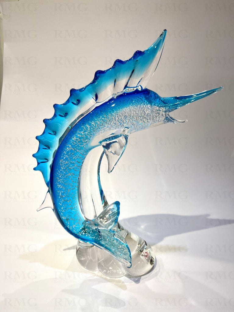 Aquamarine Marlin With Silver Leaf