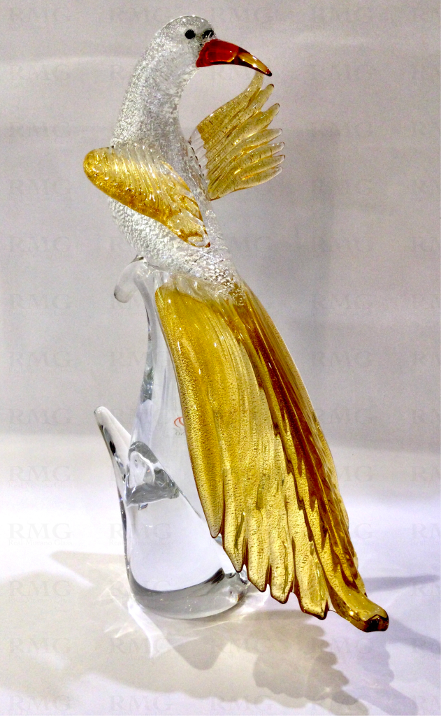Bird Of Paradise In Crystal And Gold Leaf