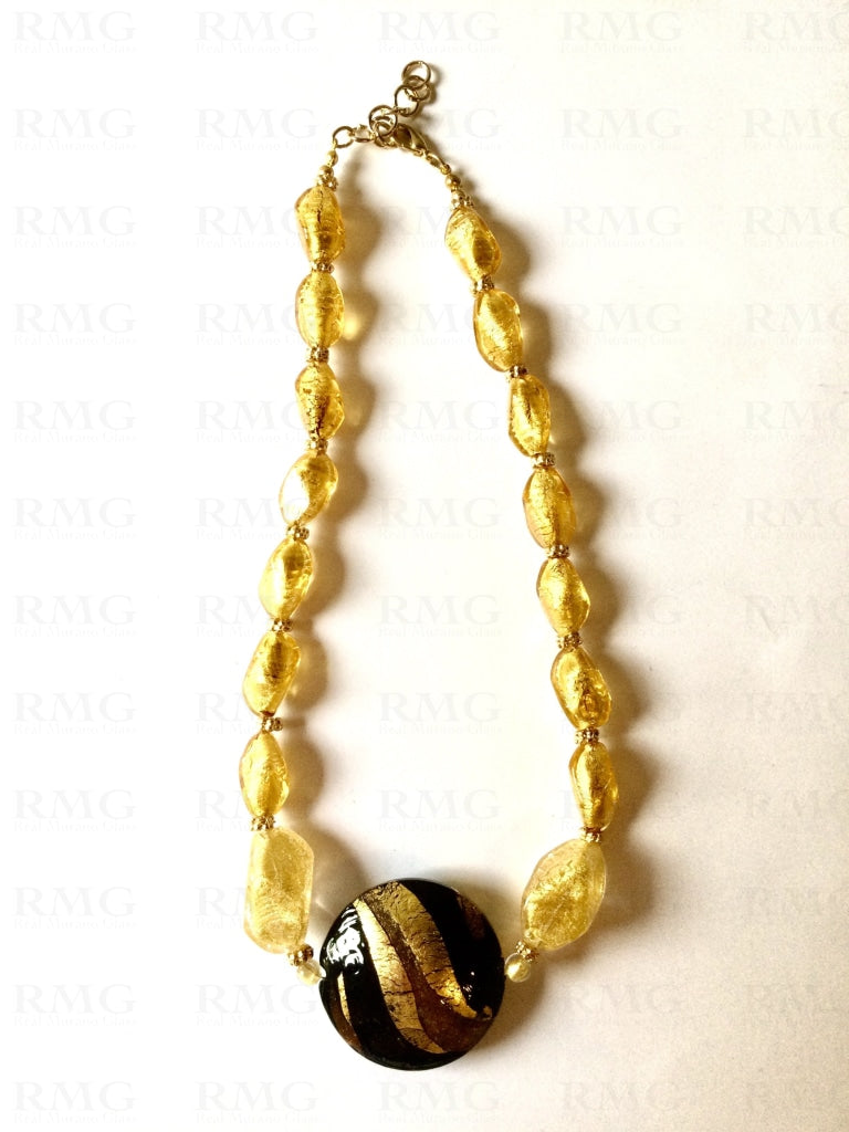 Black And Gold Pendant Necklace