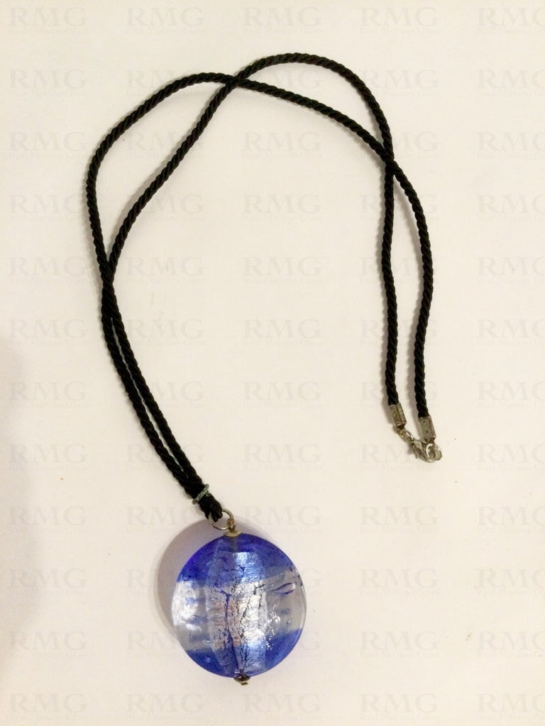 Blue And Silver Round Pendant Necklace