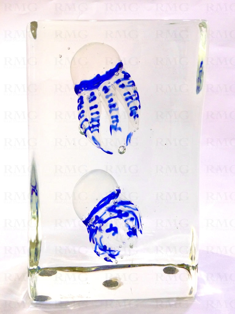 Double Jellyfish Block Murano Glass