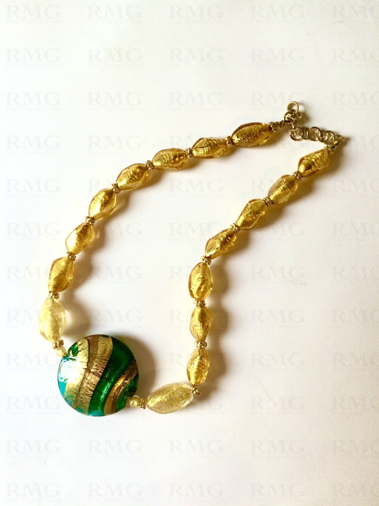 Green And Gold Pendant Necklace
