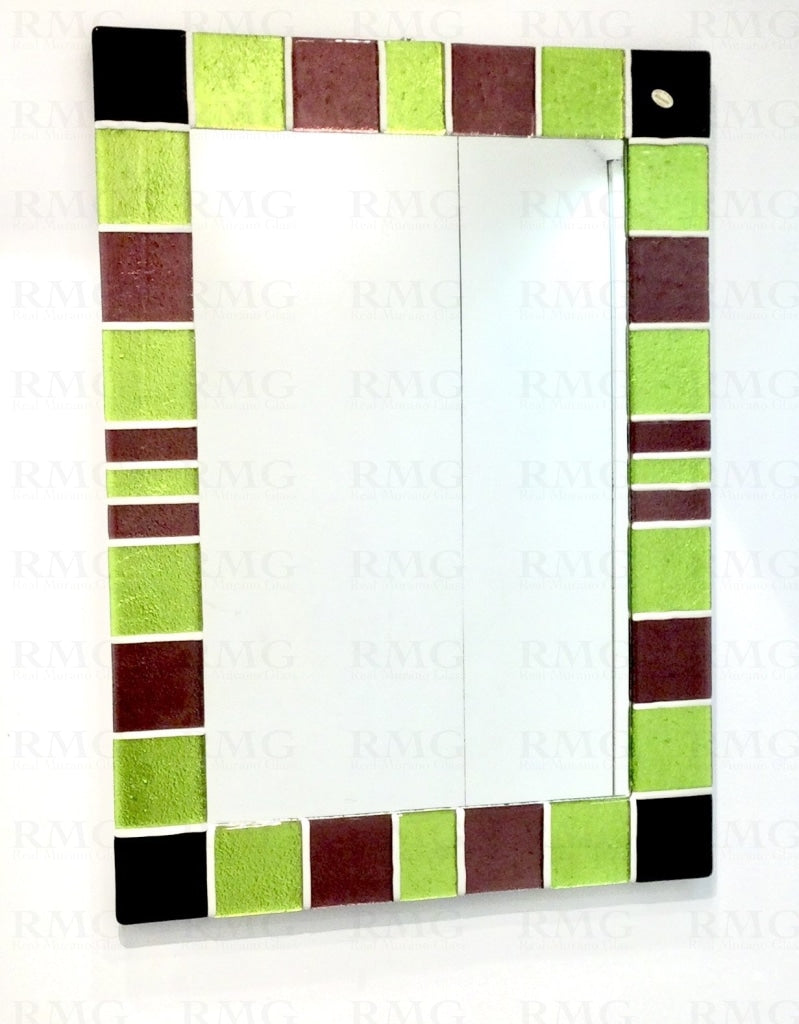 Modern Murano Glass Mirror-Amethyst Lime Green