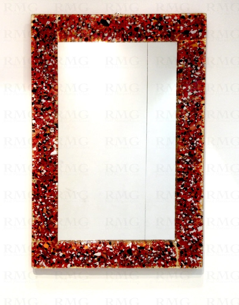 Modern Murano Glass Mirror-Red