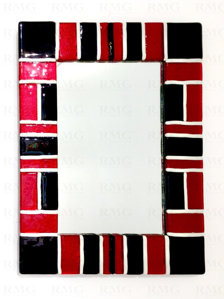 Modern Murano Glass Mirror - Red Black